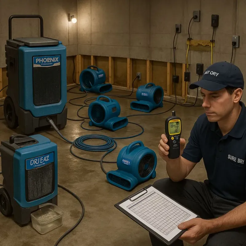 Structural Drying and Dehumidification process in Oak Grove, MN